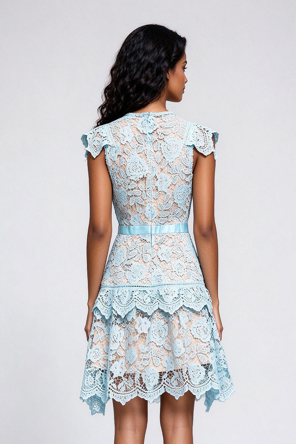 Blue Fleur Lace Mini Dress