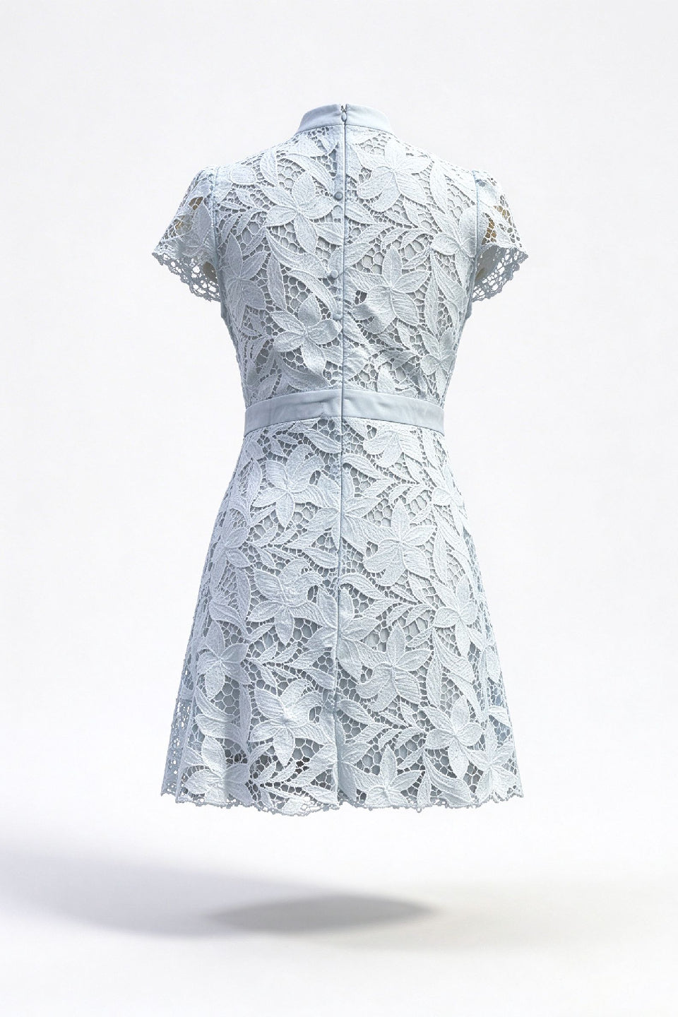 Light Blue Leaf Lace Mini Dress