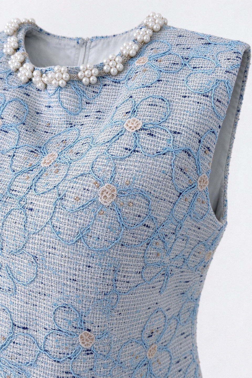 Light Blue Tweed Mini Dress
