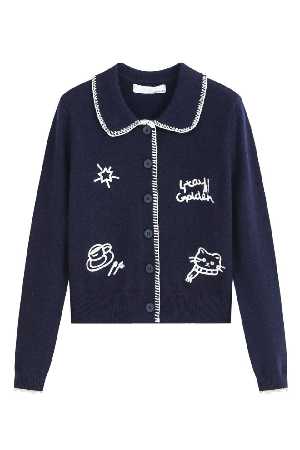 Navy Kitty Stitch Cardigan