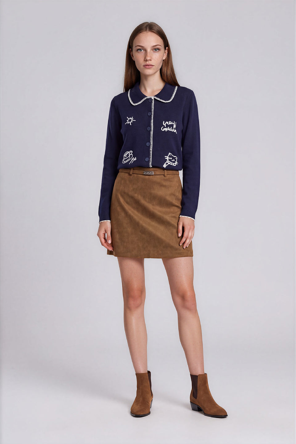 Navy Kitty Stitch Cardigan