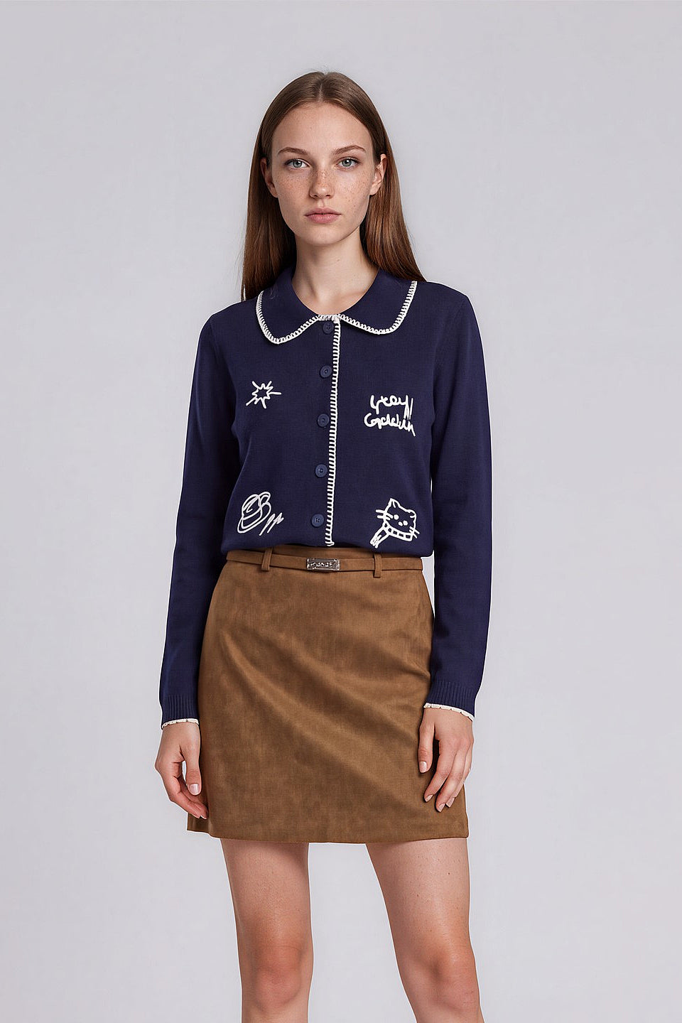 Navy Kitty Stitch Cardigan