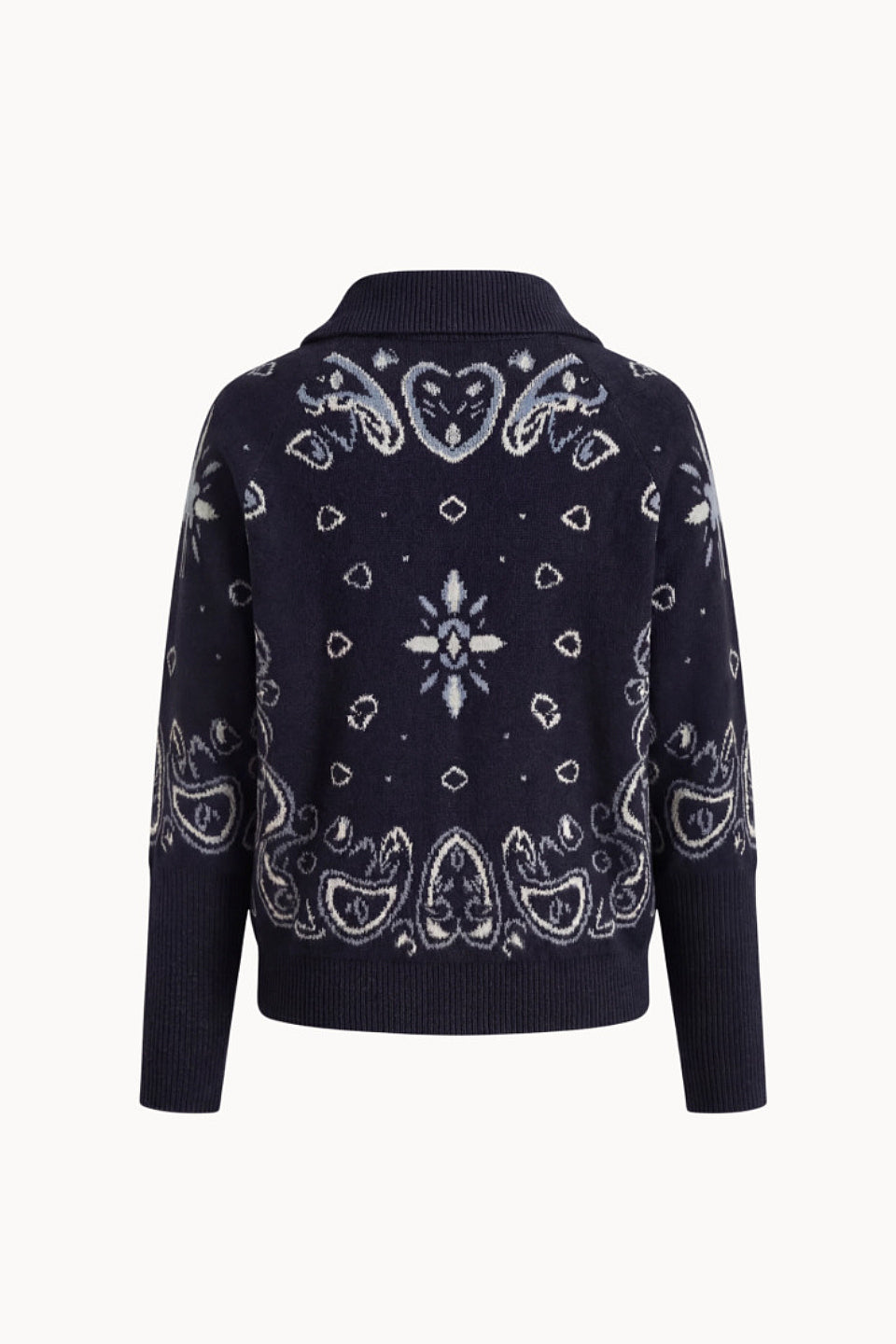 Navy Paisley Zip Cardigan