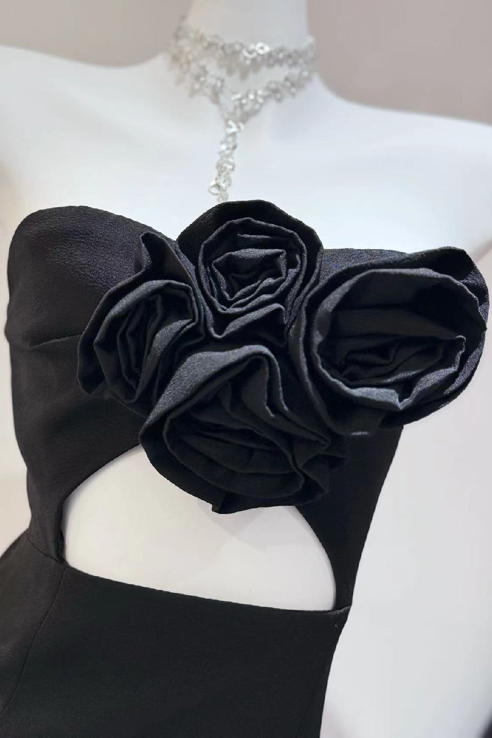 Noir Rose Bust Cutout Mini Dress