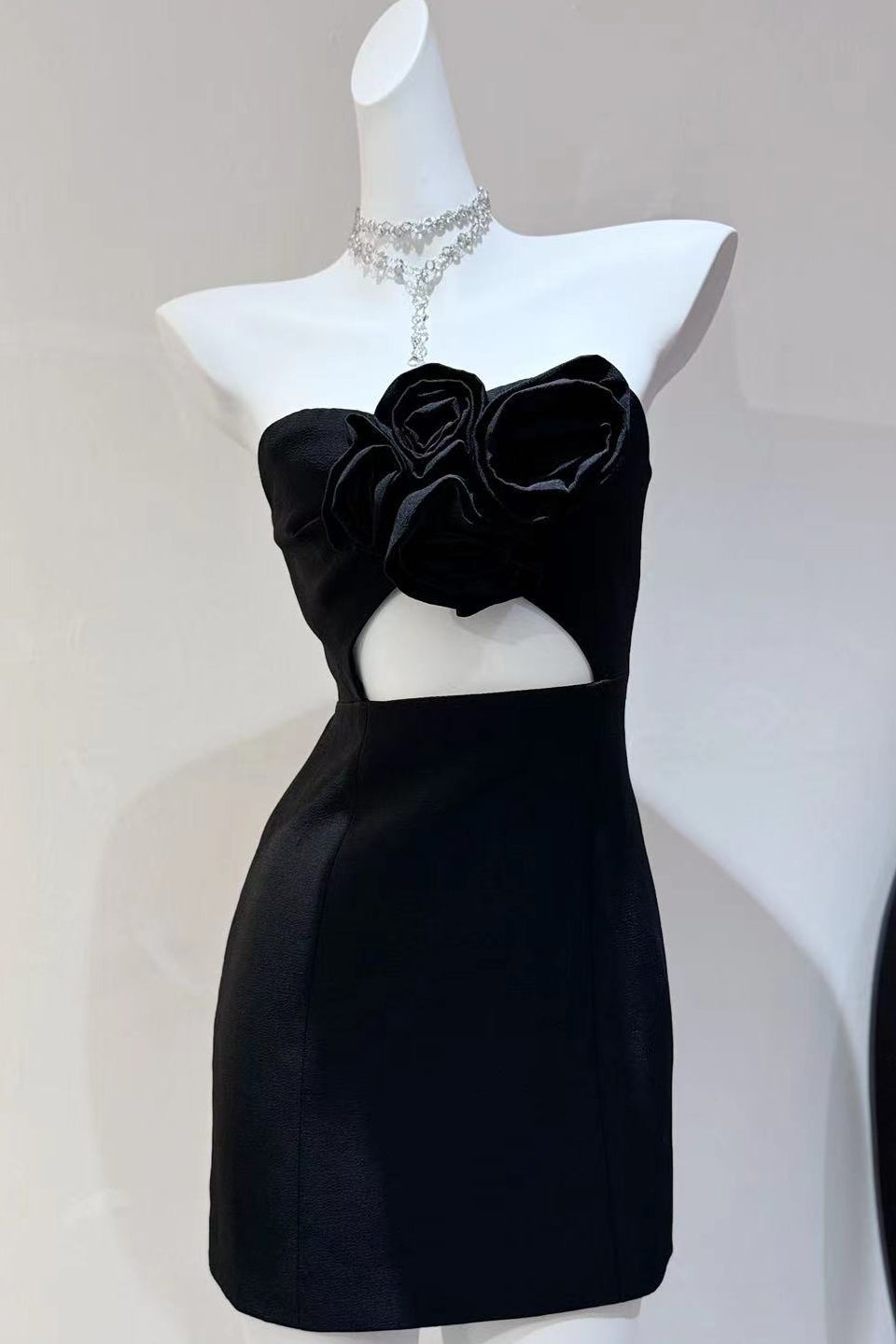 Noir Rose Bust Cutout Mini Dress