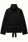 Noir Suede Peplum Jacket