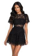 Noir Floral Cutout Mini Dress