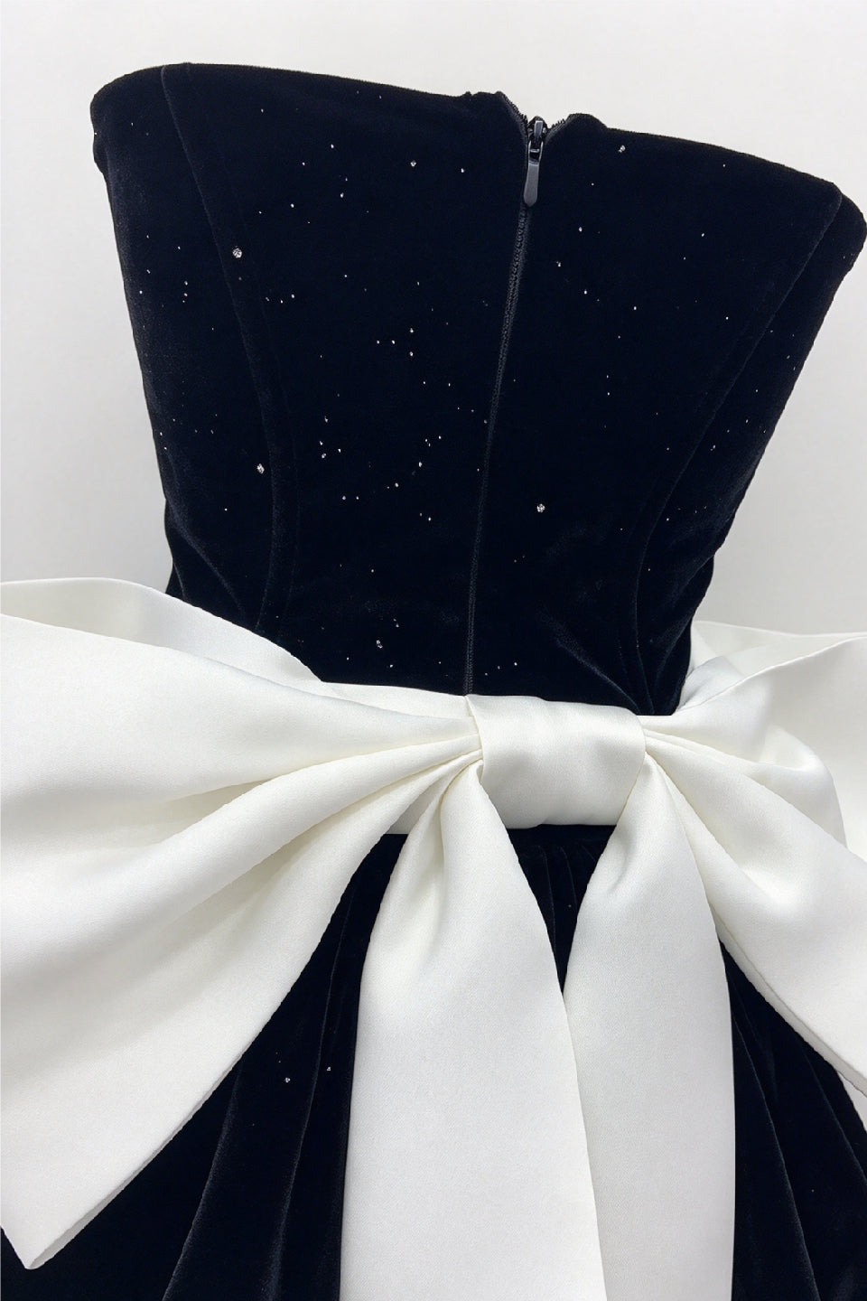 Noir Velvet Bow Mini Dress