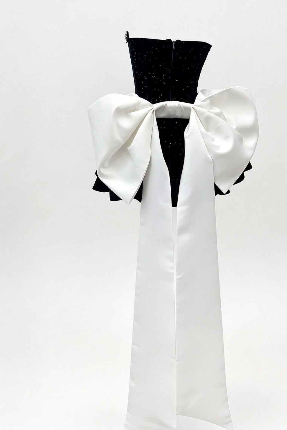 Noir Velvet Bow Mini Dress
