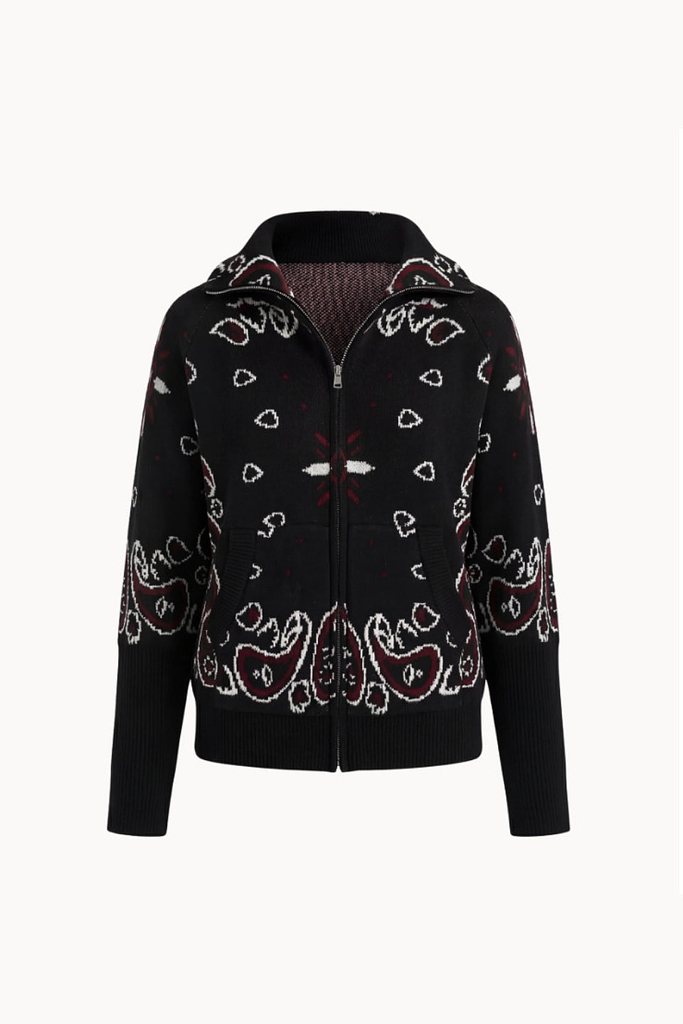 Noir Paisley Zip Cardigan