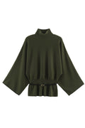 Olive Belted Batwing Sweater