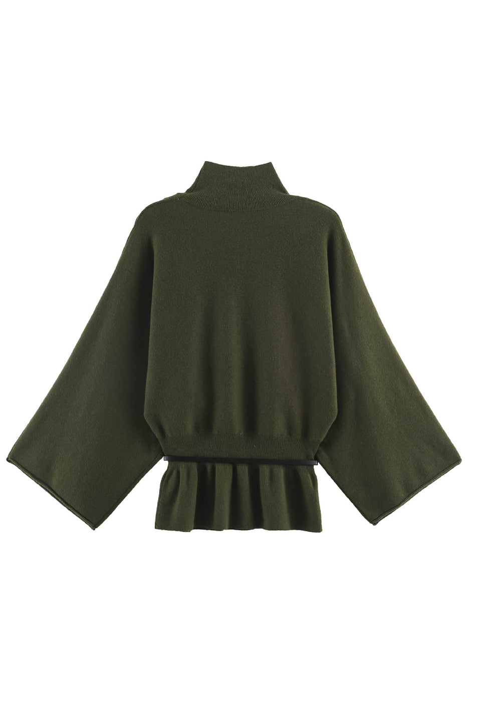 Olive Belted Batwing Sweater