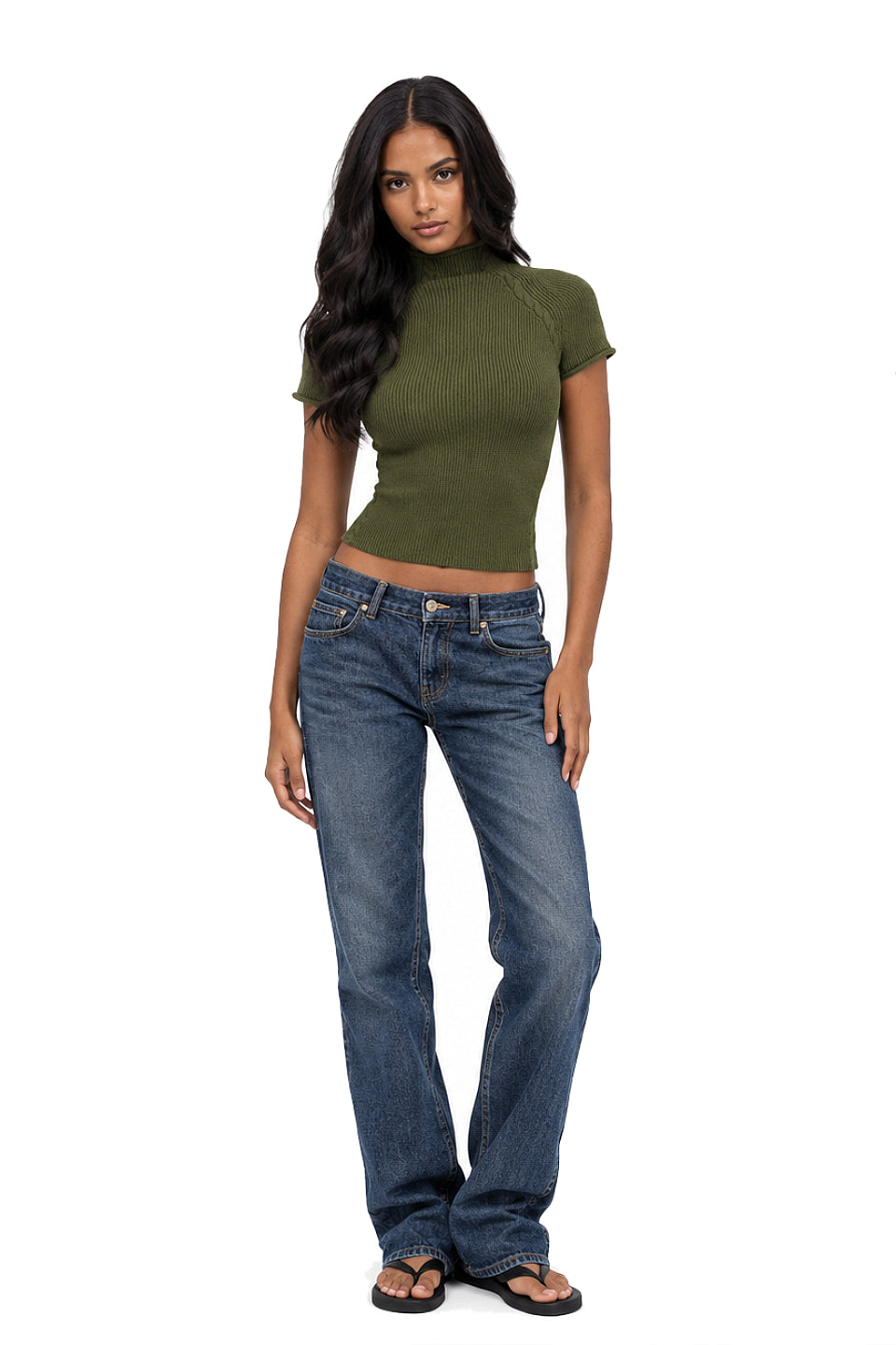 Pre-Order | Olive Ribbed Mock Neck Top
