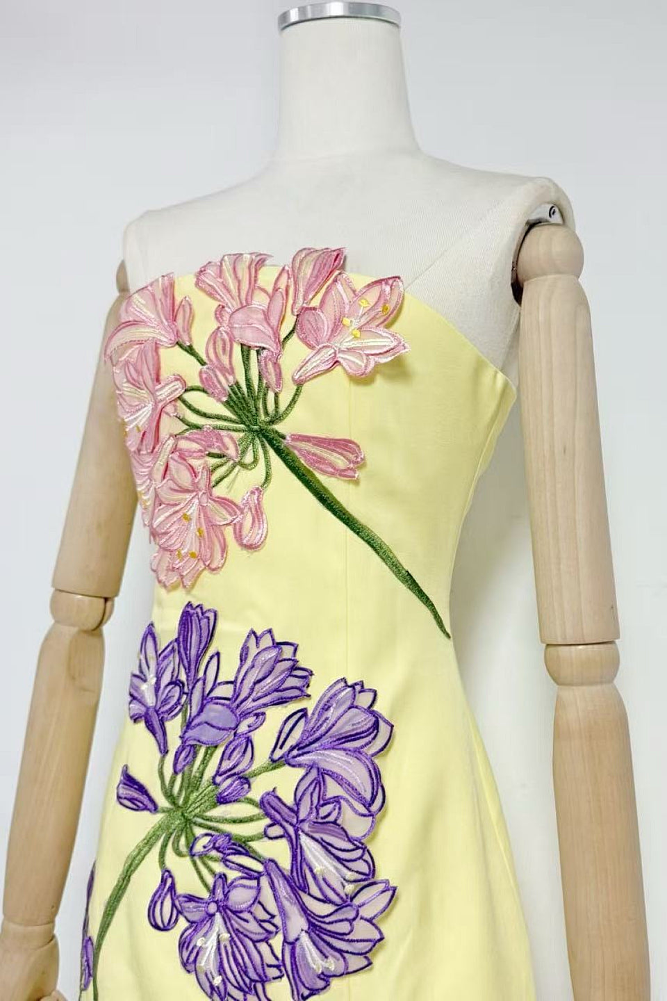 Lemon 3D Bloom Mini Dress