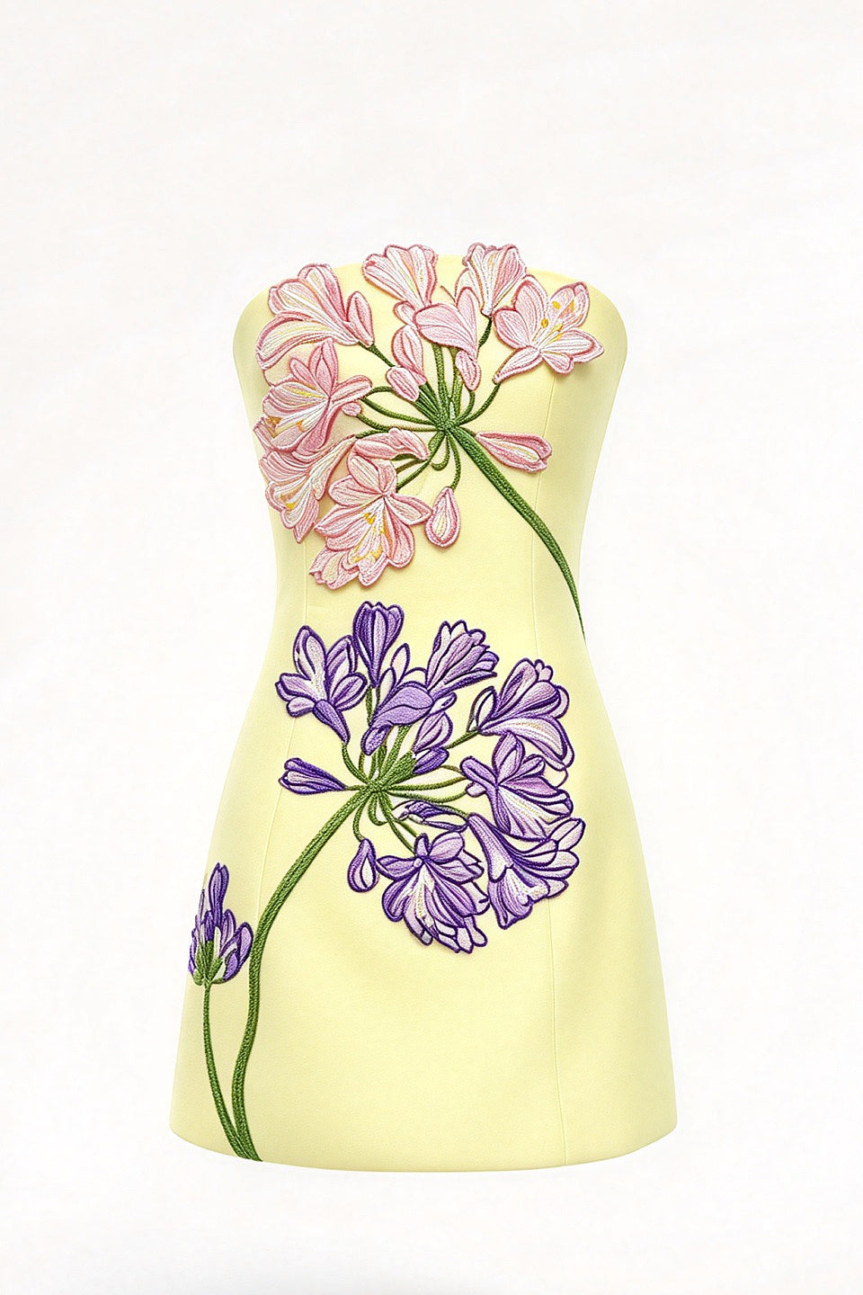 Lemon 3D Bloom Mini Dress