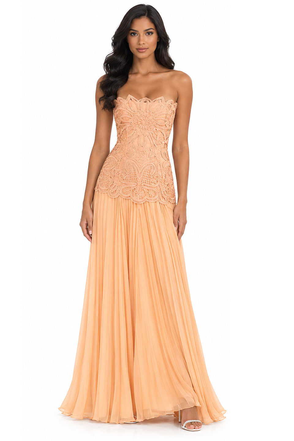 Peach Blossom Chiffon Gown