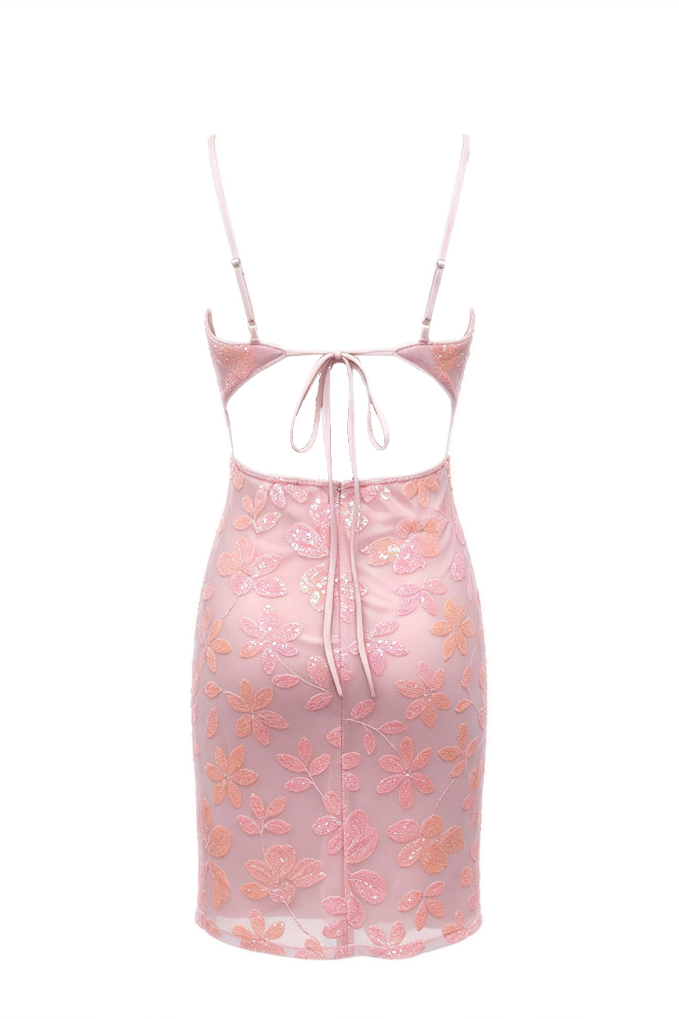 Pink Floral Sequin Mini Dress