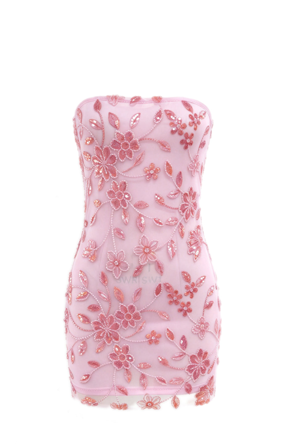 Pink Bloom Beaded Mini Dress