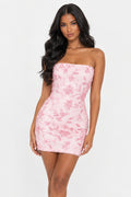 Pink Bloom Beaded Mini Dress