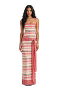 Pink Watercolor Wrap Maxi Dress
