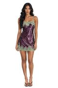 Purple Sequin Mini Dress