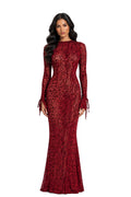 Red Leopard Flocked Mesh Gown