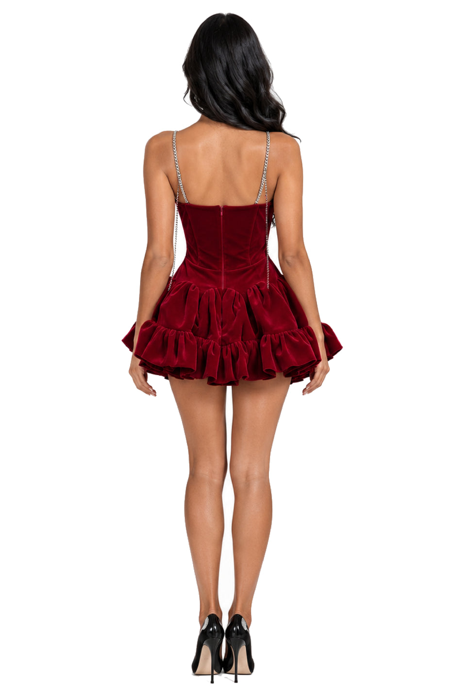 Red Velvet Bow Corset Mini Dress