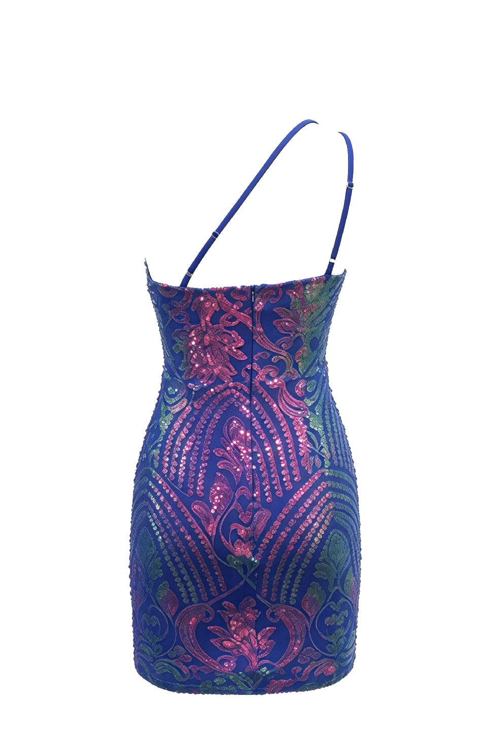 Royal Blue Sequin One Shoulder Mini Dress