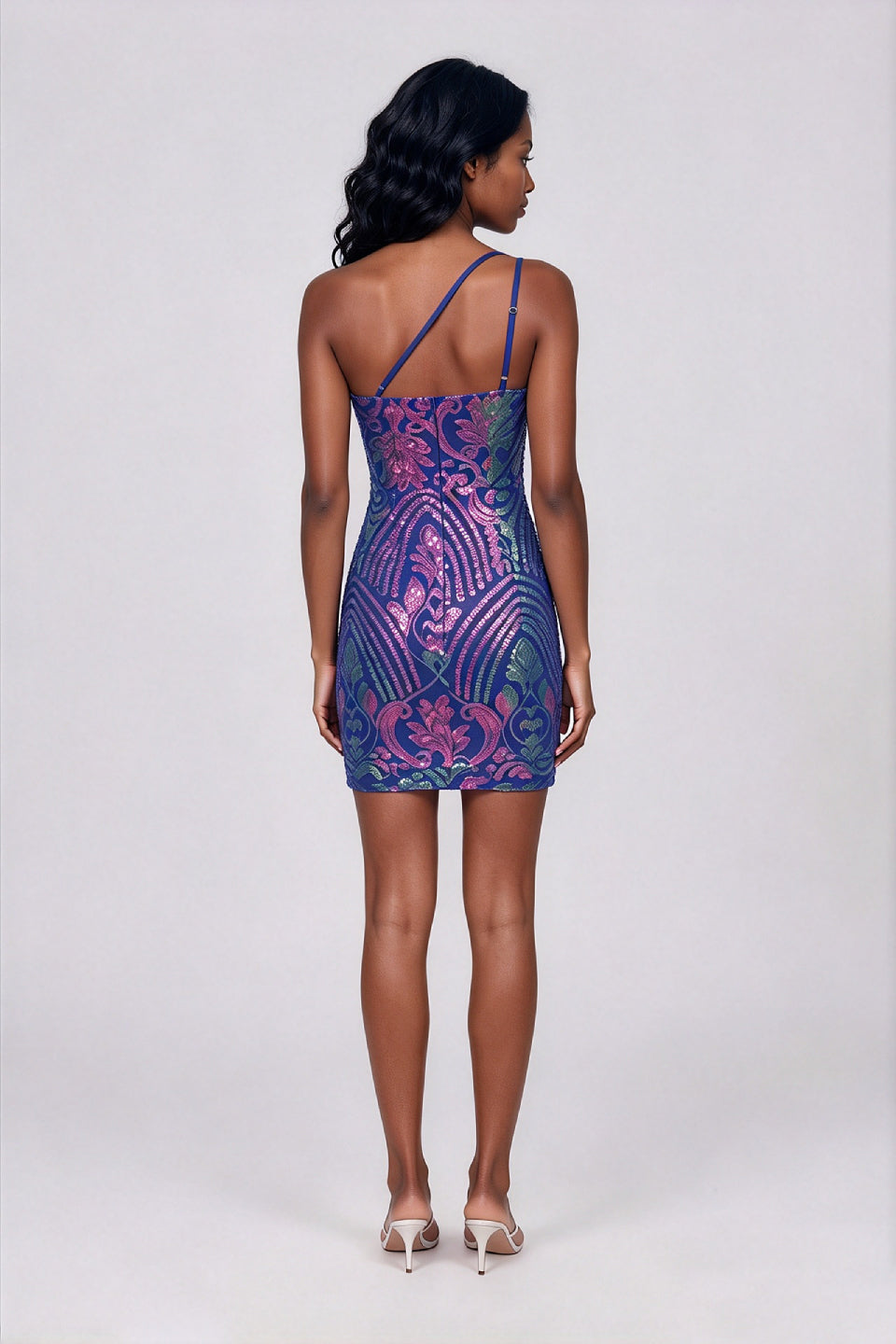 Royal Blue Sequin One Shoulder Mini Dress