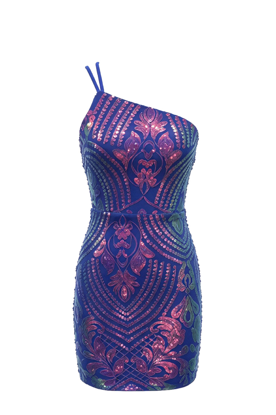Royal Blue Sequin One Shoulder Mini Dress