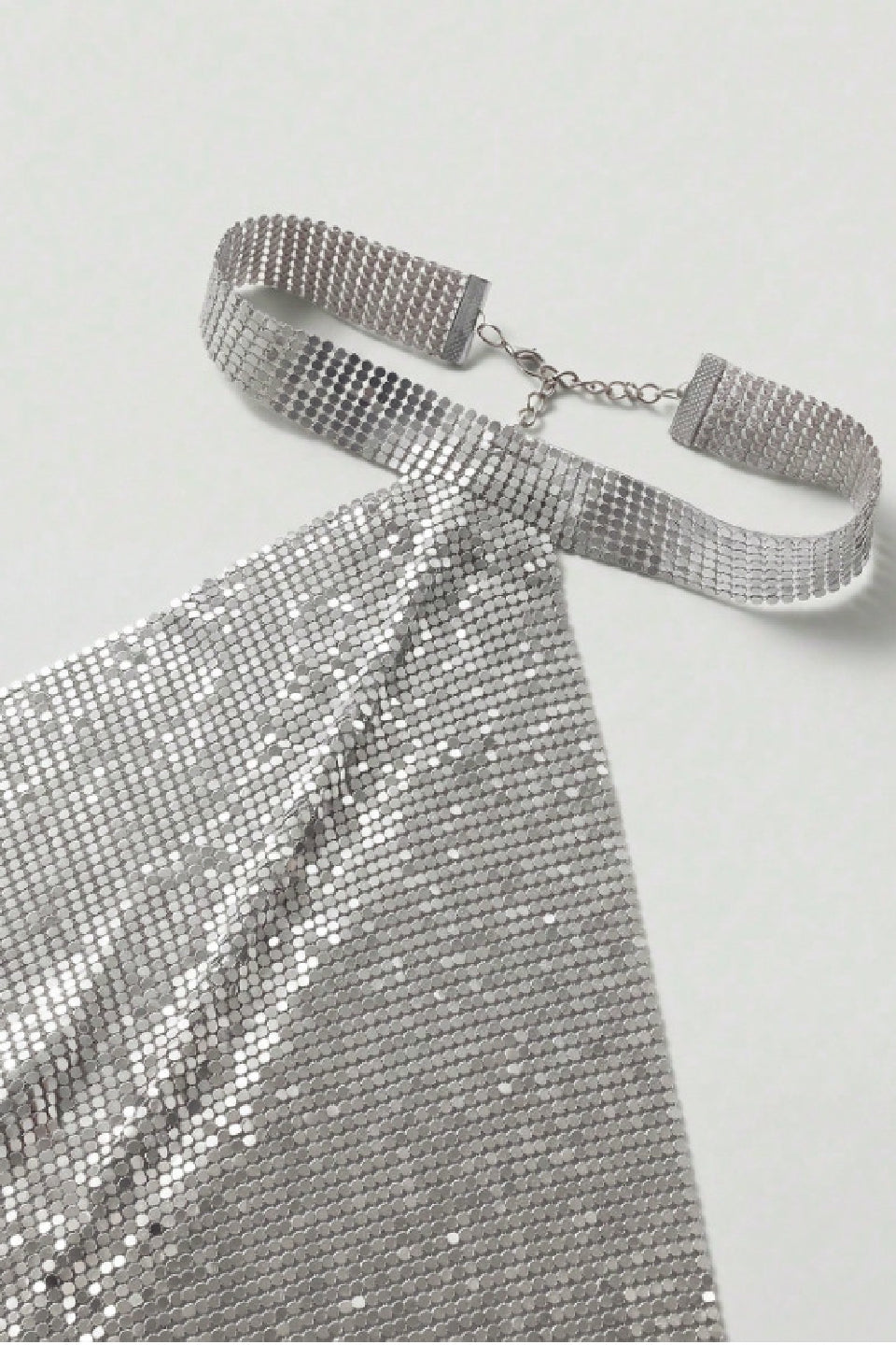 Silver Rhinestone Halter Crop Top