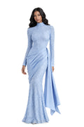 Sky Blue Lace Mermaid Gown