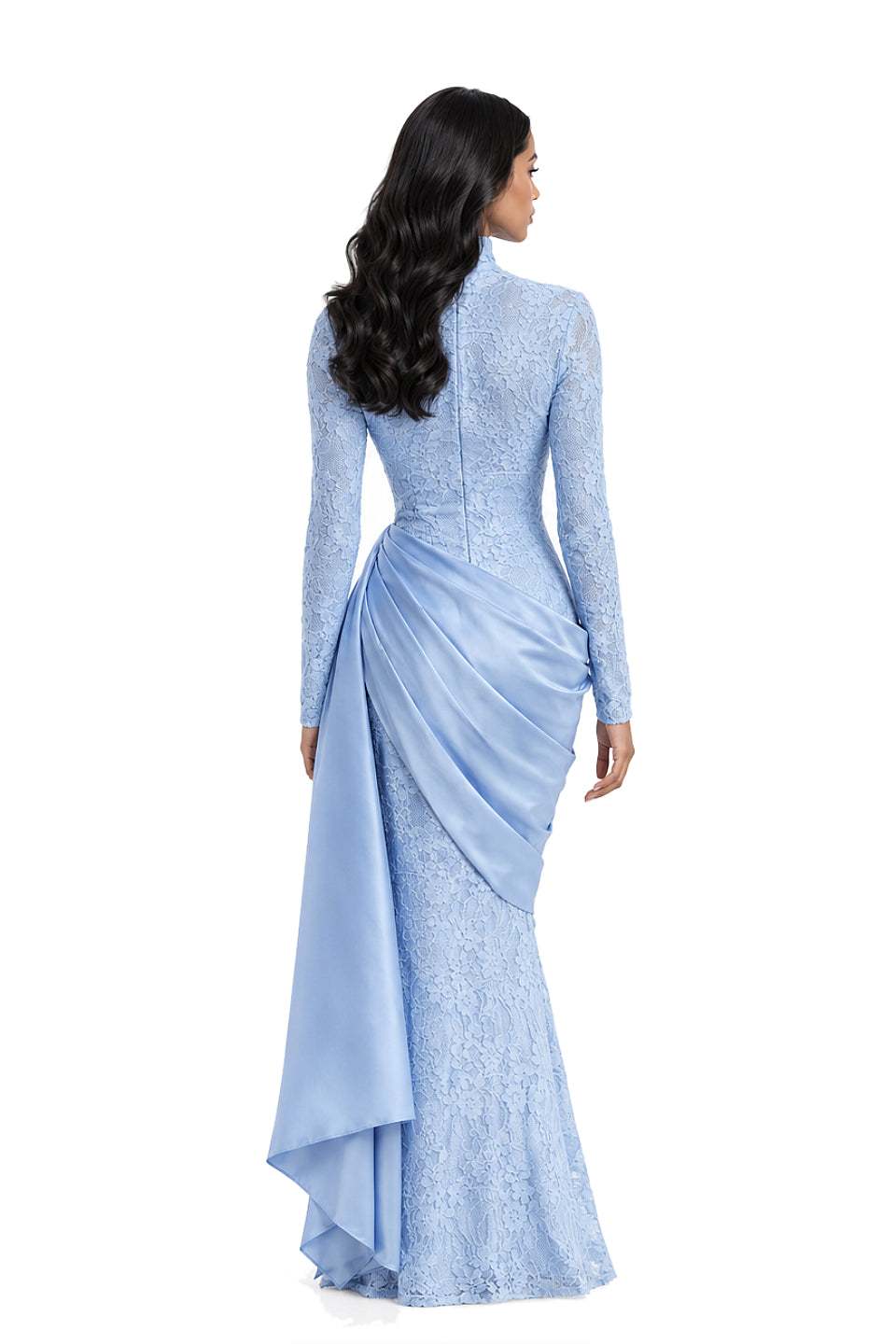 Sky Blue Lace Mermaid Gown