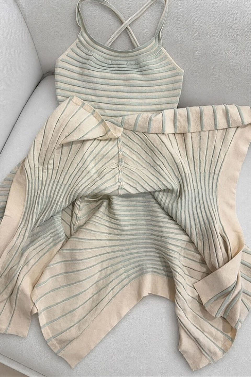 Striped Square Neck Skater Mini Dress
