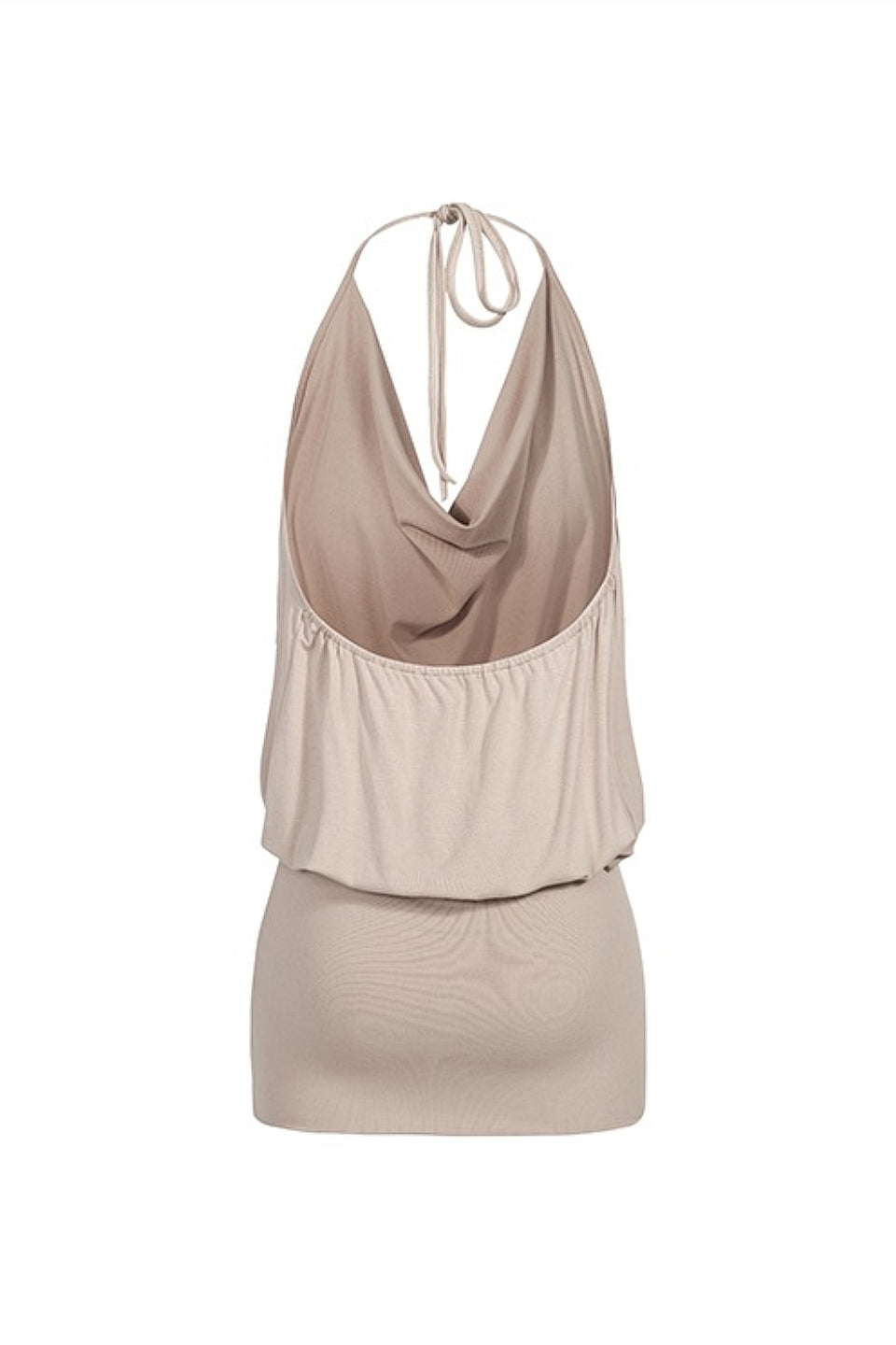 Taupe Draped Halter Mini Dress