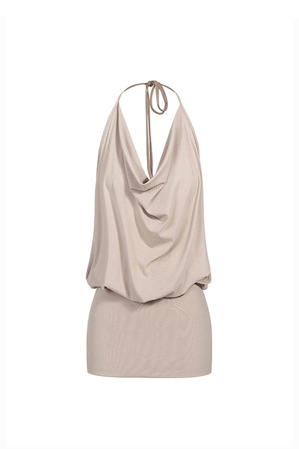 Taupe Draped Halter Mini Dress