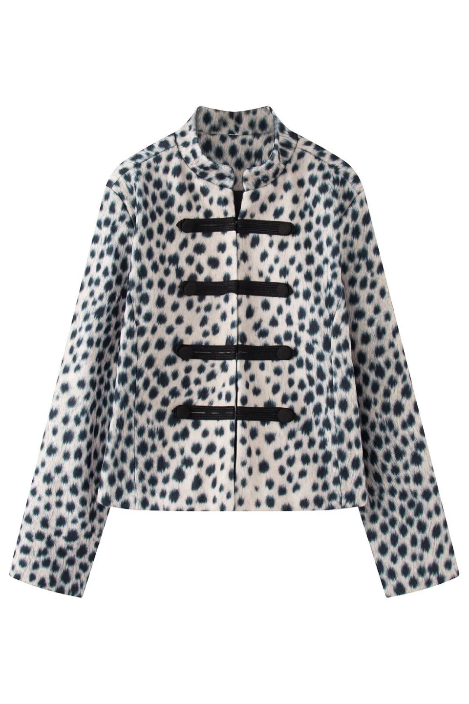 Ivory Leopard Frog Button Jacket