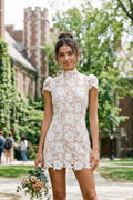 White Floral Lace Mini Dress