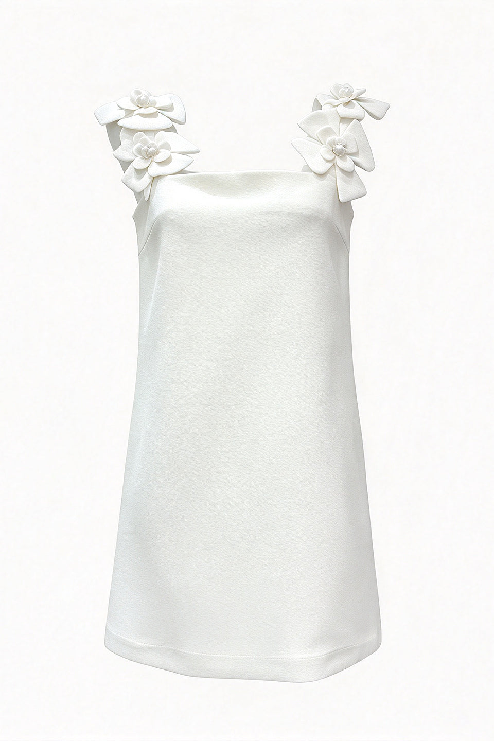 Ivory 3D Bloom Shift Mini Dress