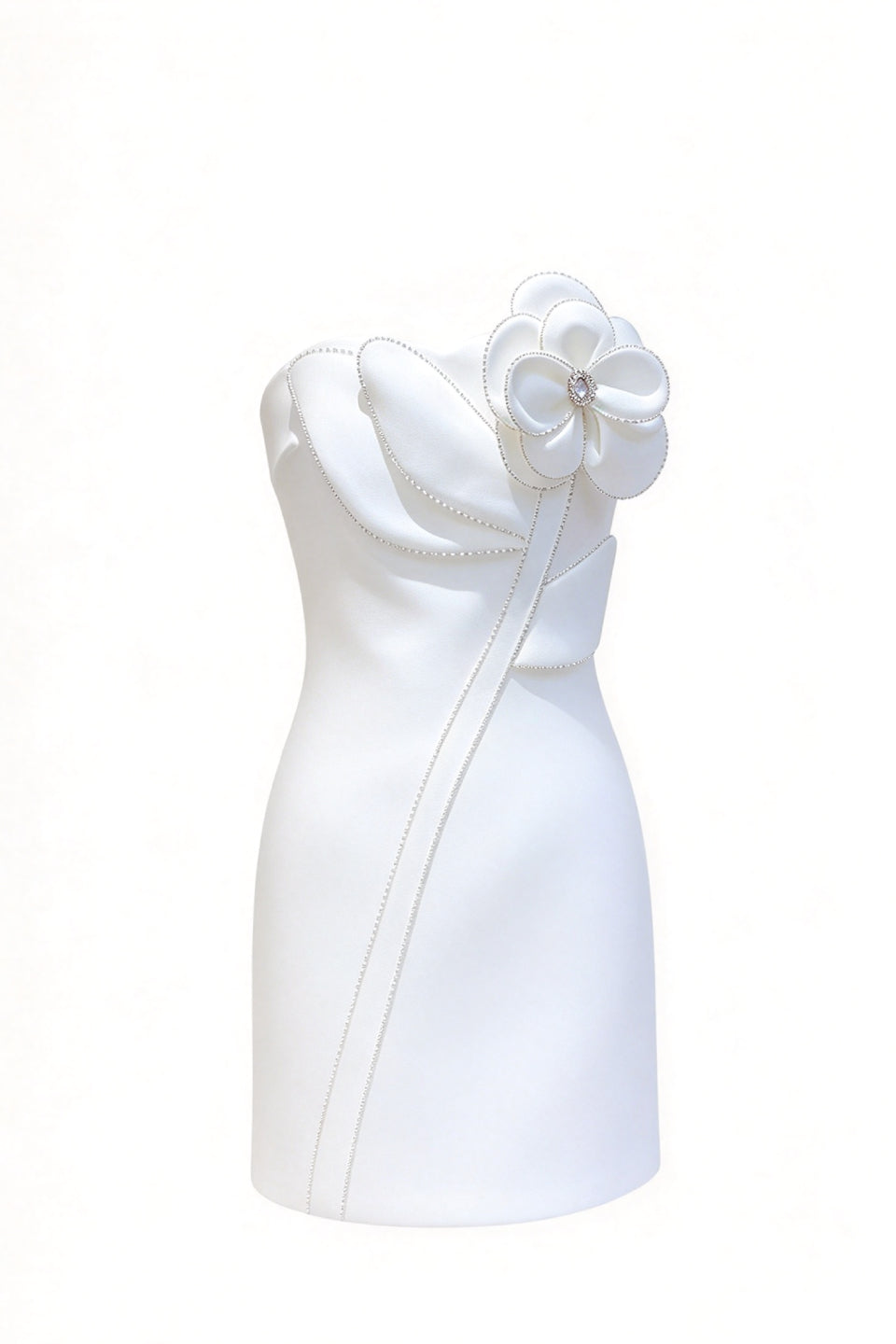 Ivory 3D Floral Mini Dress