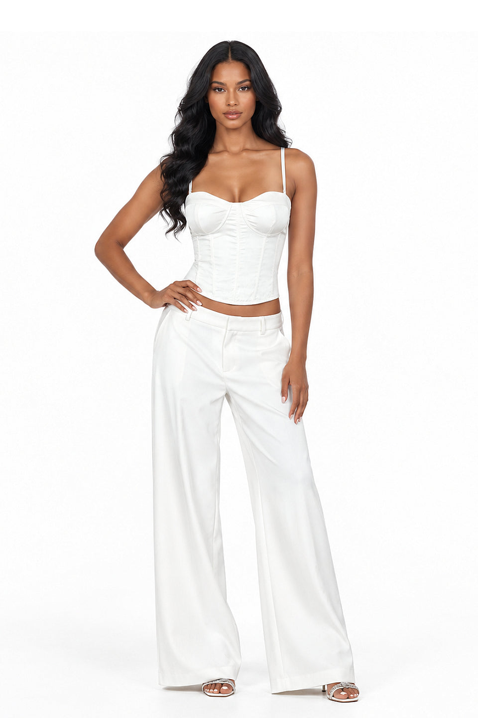 White Satin Corset Top
