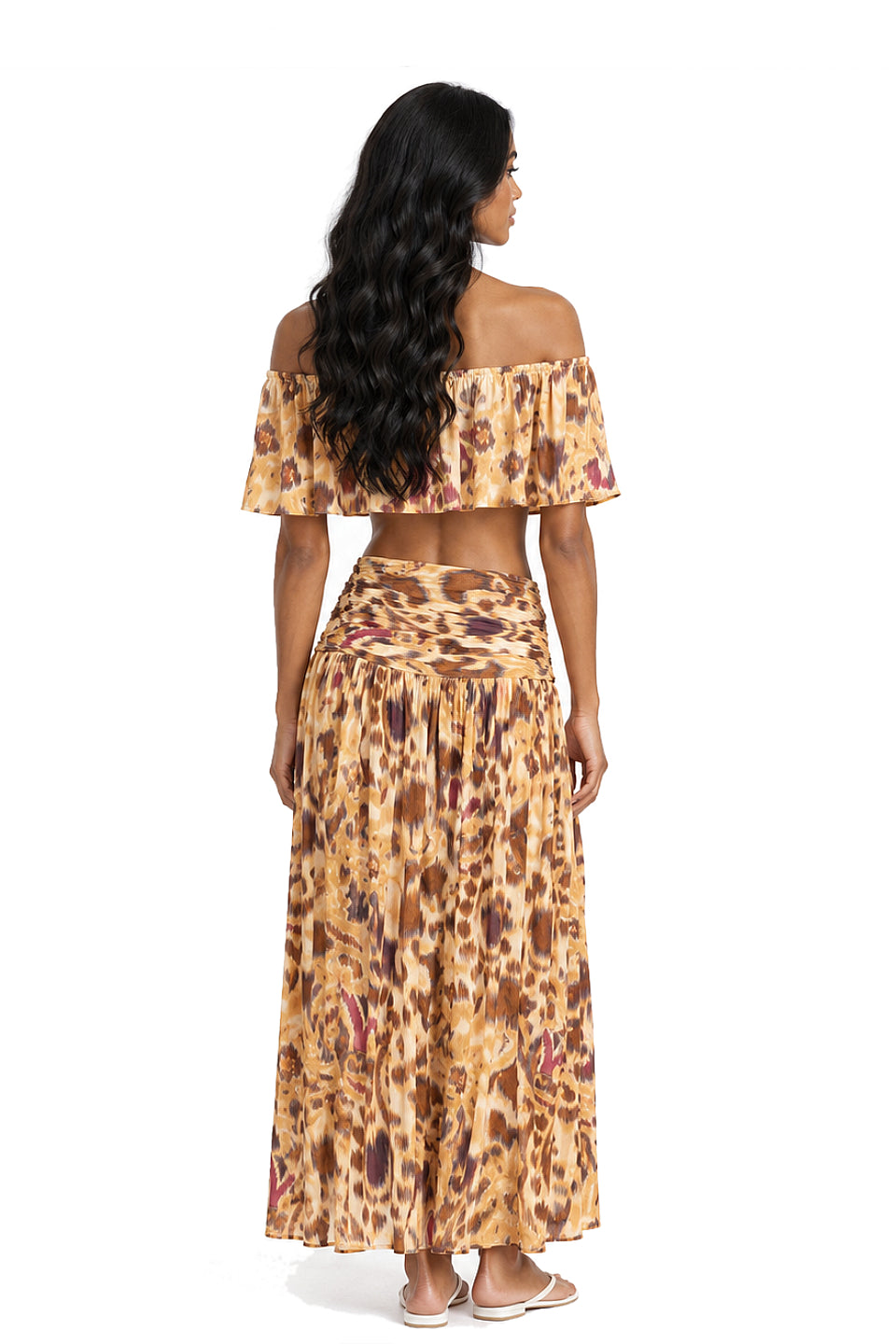 Golden Ikat Ruffle Maxi Set