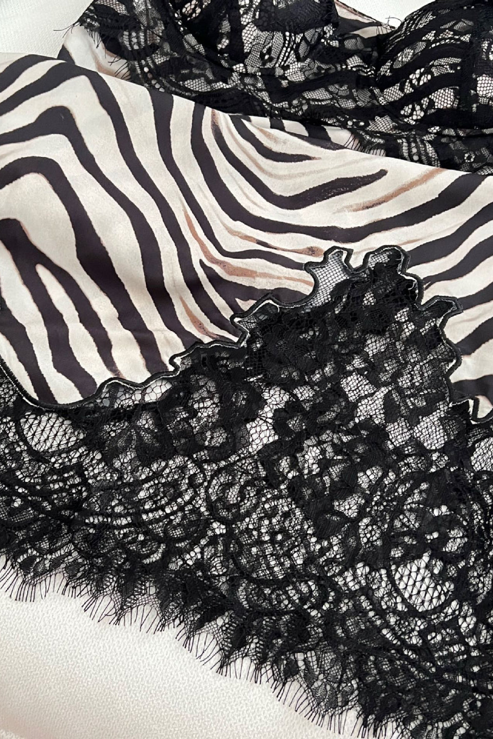 Zebra Print Satin Lace Slip Dress