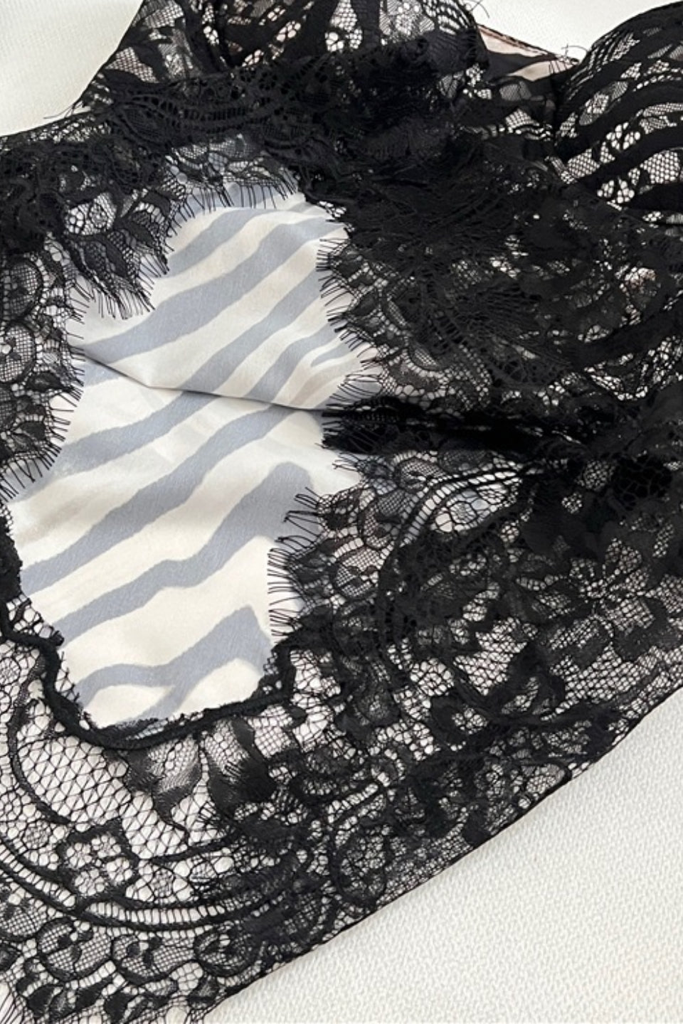 Zebra Print Satin Lace Slip Dress