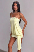 Yellow Eyelet Streamer Bodycon Mini Dress