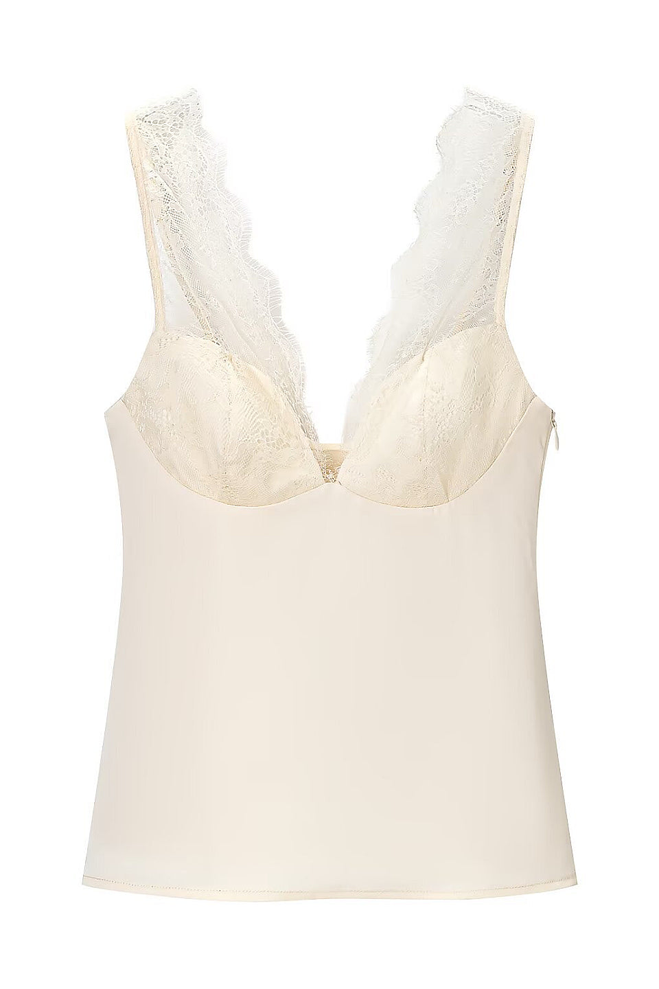 Ivory Satin Lace Bustier Cami Top