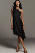 Midnight Lace Halter Midi Dress