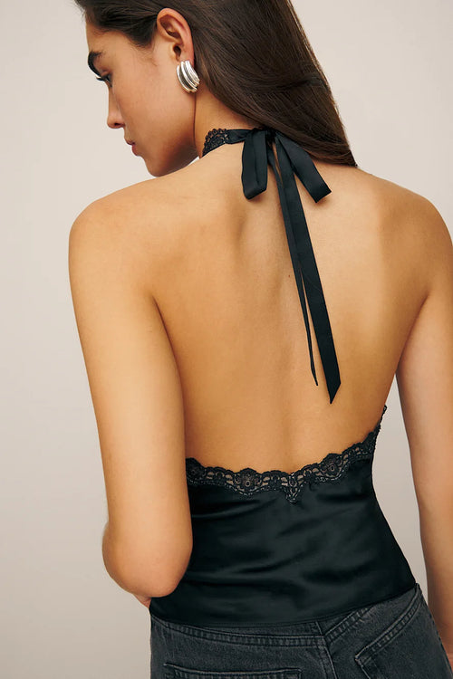 Black Lace Halter Top