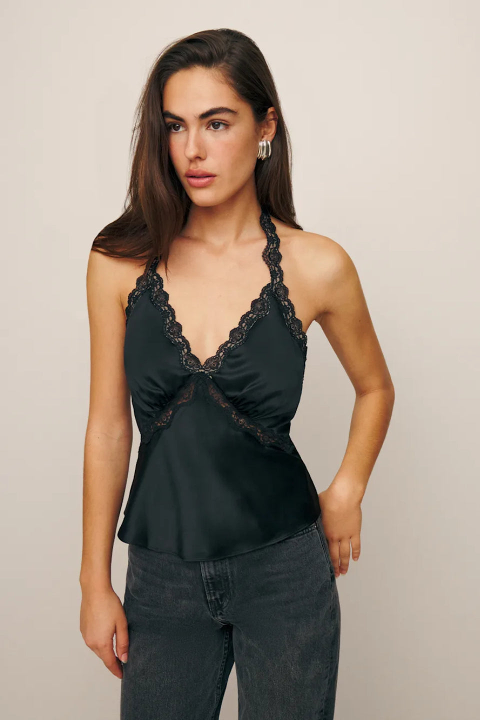 Black Lace Halter Top