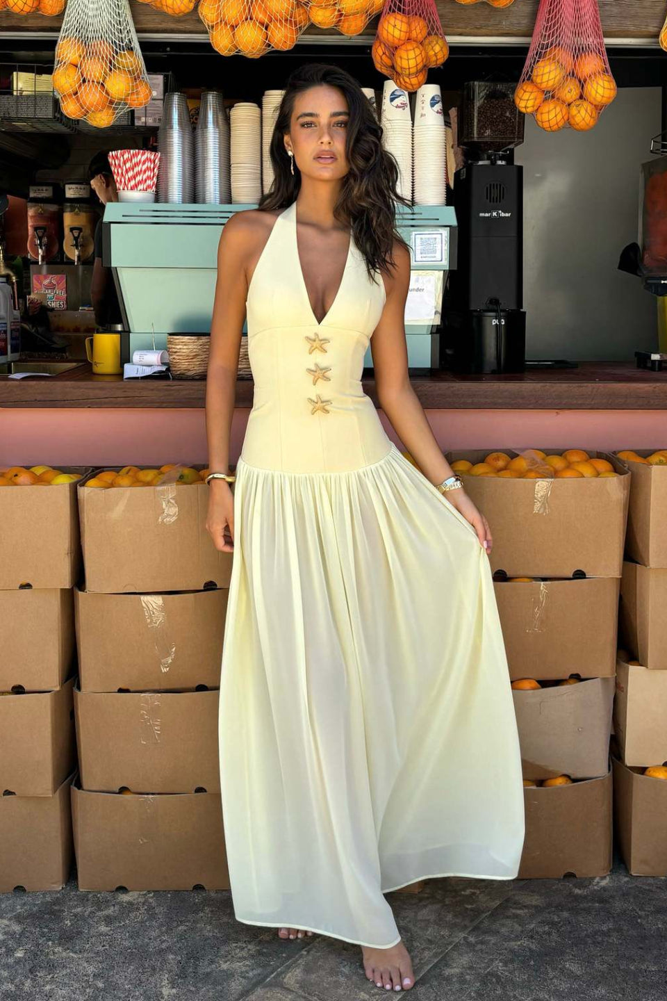 Yellow Halter Maxi Dress